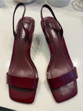 Steve Madden Burgundy Patent Slingback Heels